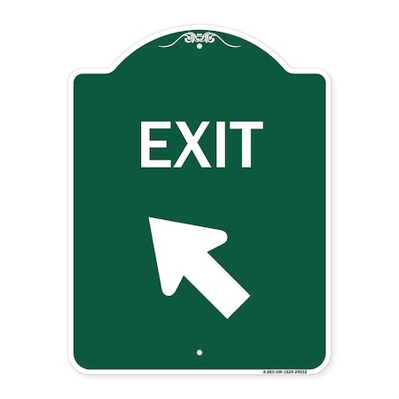 Signmission Designer Series Exit Exit W/ Left Arrow, Green & White Aluminum Sign, 18" H, 24" L, GW-1824-24032 A-DES-GW-1824-24032